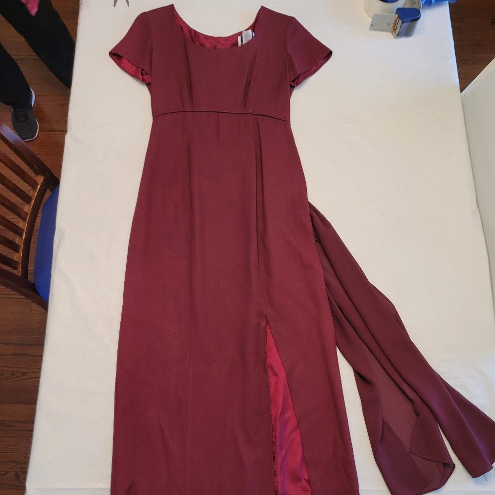 Jeffrey & Dara Evenings Dress Womens Size 8 Sheath Cutout Bow Red Vintage Midi